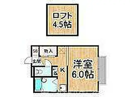 阪急今津線 阪神国道駅 徒歩5分 2階建 築25年(1K/1階)の間取り写真