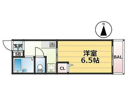 阪神本線 甲子園駅 徒歩13分 2階建 築28年(1K/2階)の間取り写真