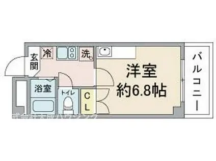 阪神本線 甲子園駅 徒歩12分 3階建 築31年(1K/3階)の間取り写真