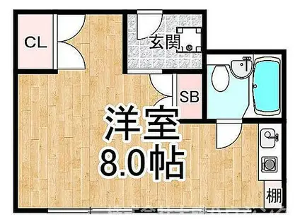 阪神本線 香櫨園駅 徒歩10分 4階建 築41年(ワンルーム/3階)の間取り写真