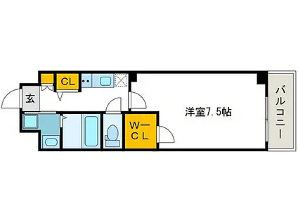 フォーリアライズ大阪ウエストベイ(1K/3階)の間取り写真