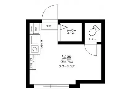 JR山手線 高田馬場駅 徒歩7分 2階建 築4年(ワンルーム/1階)の間取り写真