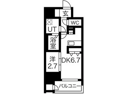 ワールドアイ大阪城イーストアドバンス(1DK/9階)の間取り写真
