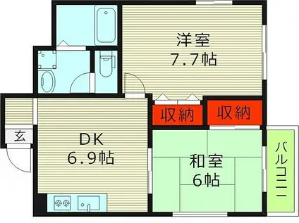 土居マンション(2DK/3階)の間取り写真