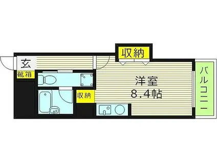 エルプラド京橋8号棟(ワンルーム/2階)の間取り写真