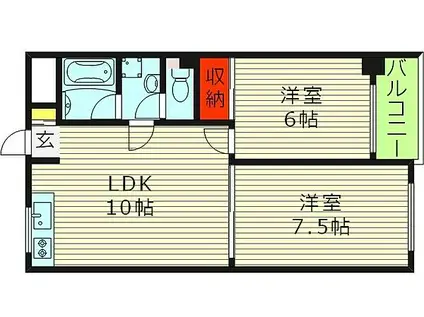 キャピタル野江(2LDK/5階)の間取り写真