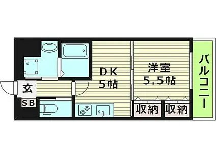 CITYSPIRE鶴見(1DK/6階)の間取り写真