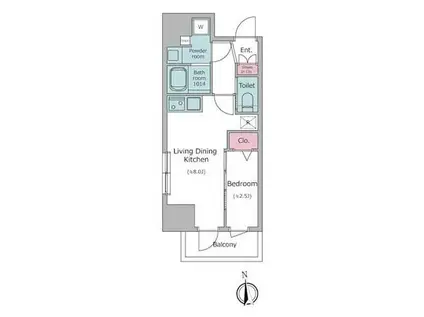 ドゥーエ入谷II(1LDK/12階)の間取り写真