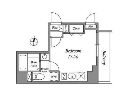 ヒューマンハイム亀戸II(ワンルーム/3階)の間取り写真