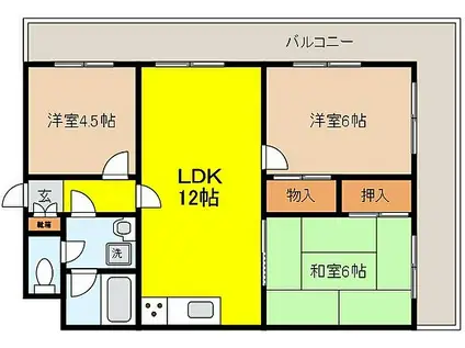 パレルミエール岡本(3LDK/2階)の間取り写真