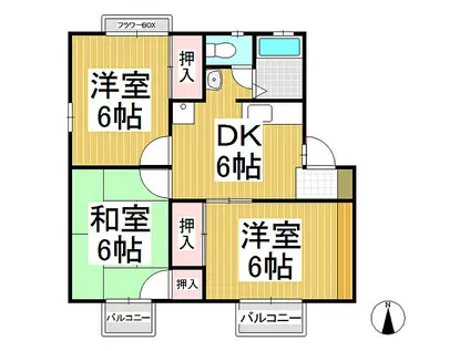 塩入ハイツ(3DK/1階)の間取り写真