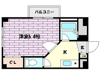 阪急神戸本線 王子公園駅 徒歩3分 4階建 築41年(1K/2階)の間取り写真