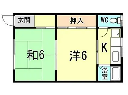 山陽電鉄本線 板宿駅 徒歩9分 2階建 築44年(2K/2階)の間取り写真