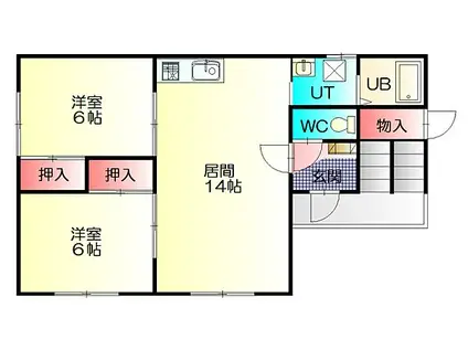 第1桜コーポ(2LDK/1階)の間取り写真
