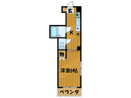 JR中央線 国分寺駅 徒歩2分 7階建 築27年(1K/5階)の間取り写真