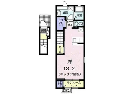 エクラ22(ワンルーム/2階)の間取り写真