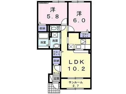 コテージ・アイリス(2LDK/1階)の間取り写真