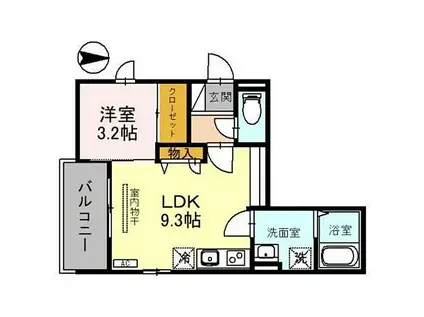 ルミナス室町(1LDK/2階)の間取り写真