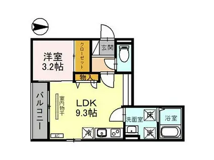 ルミナス室町(1LDK/1階)の間取り写真