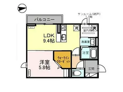 ルミナス南田町(1LDK/2階)の間取り写真