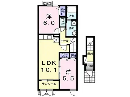 富山地方鉄道上滝線 大泉駅(富山) 徒歩35分 2階建 築13年(2LDK/2階)の間取り写真