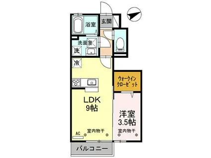 D-ROOM横田(1LDK/1階)の間取り写真