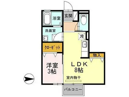 モアナ京田(1LDK/2階)の間取り写真