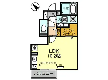 エスタシオンJ(ワンルーム/1階)の間取り写真