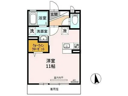 D-ROOM下黒田(ワンルーム/1階)の間取り写真