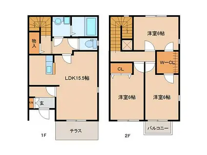 近鉄奈良線 近鉄奈良駅 バス乗車時間：15分 木津南ソレイユバス停で下車 徒歩8分 2階建 築17年(3LDK)の間取り写真