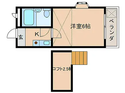 JR桜井線 京終駅 徒歩11分 3階建 築34年(1K/3階)の間取り写真