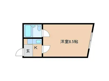 諏訪東生駒ビル(ワンルーム/4階)の間取り写真