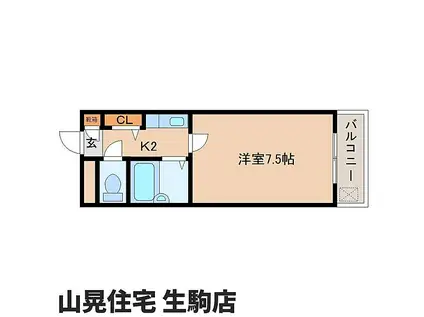 エルエール東生駒(1K/3階)の間取り写真