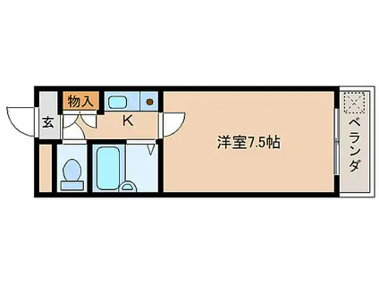 近鉄京都線 平城駅 徒歩6分 2階建 築26年(1K/2階)の間取り写真