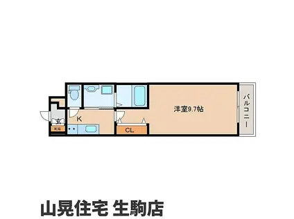 セレーノ東生駒C(1K/2階)の間取り写真