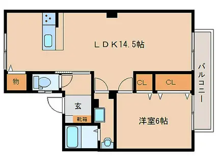 シティハイムICHIRI(1LDK/2階)の間取り写真