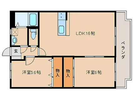 プランドール大和八木II(2LDK/2階)の間取り写真