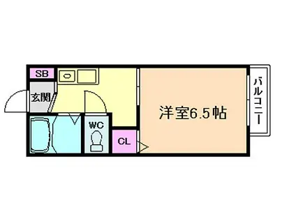 JR大阪環状線 野田駅(ＪＲ) 徒歩3分 2階建 築28年(1K/2階)の間取り写真