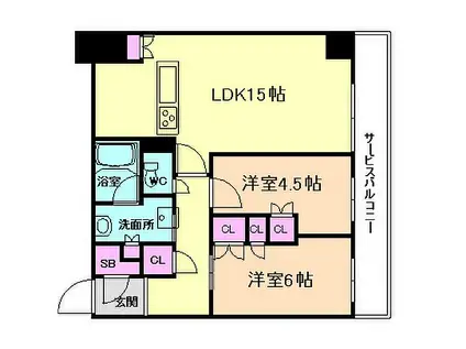 JR大阪環状線 福島駅(大阪) 徒歩5分 30階建 築1年(2LDK/20階)の間取り写真