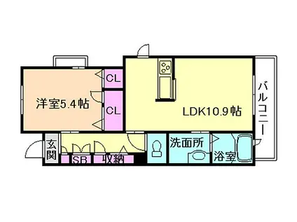 JR大阪環状線 西九条駅 徒歩7分 3階建 築11年(1LDK/1階)の間取り写真