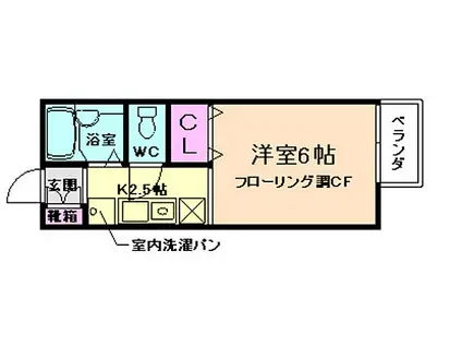 大阪モノレール彩都線 豊川駅(大阪) 徒歩18分 2階建 築31年(1K/1階)の間取り写真
