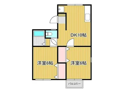 鷹野ハイツA棟(2DK/1階)の間取り写真