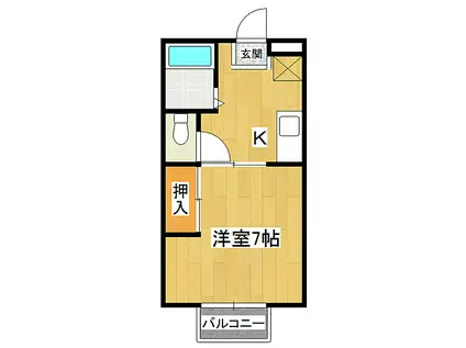 JR常磐線 ひたち野うしく駅 徒歩51分 2階建 築39年(1K/2階)の間取り写真