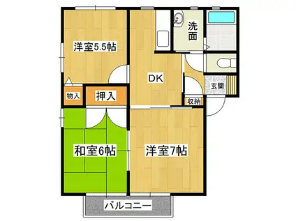 松ヶ丘中央ハイツC(3DK/2階)の間取り写真