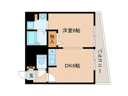 JR関西本線 三郷駅(奈良) 徒歩1分 8階建 築28年(1DK/6階)の間取り写真