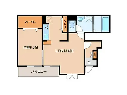 JR関西本線 法隆寺駅 徒歩13分 2階建 新築(1LDK/1階)の間取り写真