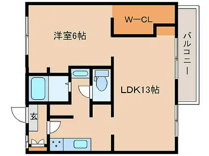 近鉄大阪線 築山駅 徒歩39分 2階建 築34年(1LDK/2階)の間取り写真