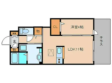 JR和歌山線 大和新庄駅 徒歩4分 2階建 築10年(1LDK/1階)の間取り写真