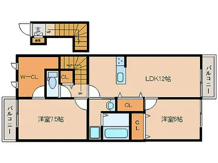 近鉄大阪線 大和高田駅 徒歩13分 2階建 築1年(2LDK/2階)の間取り写真