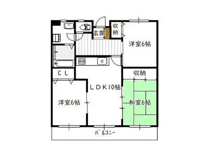 東大宮マンション(3LDK/3階)の間取り写真